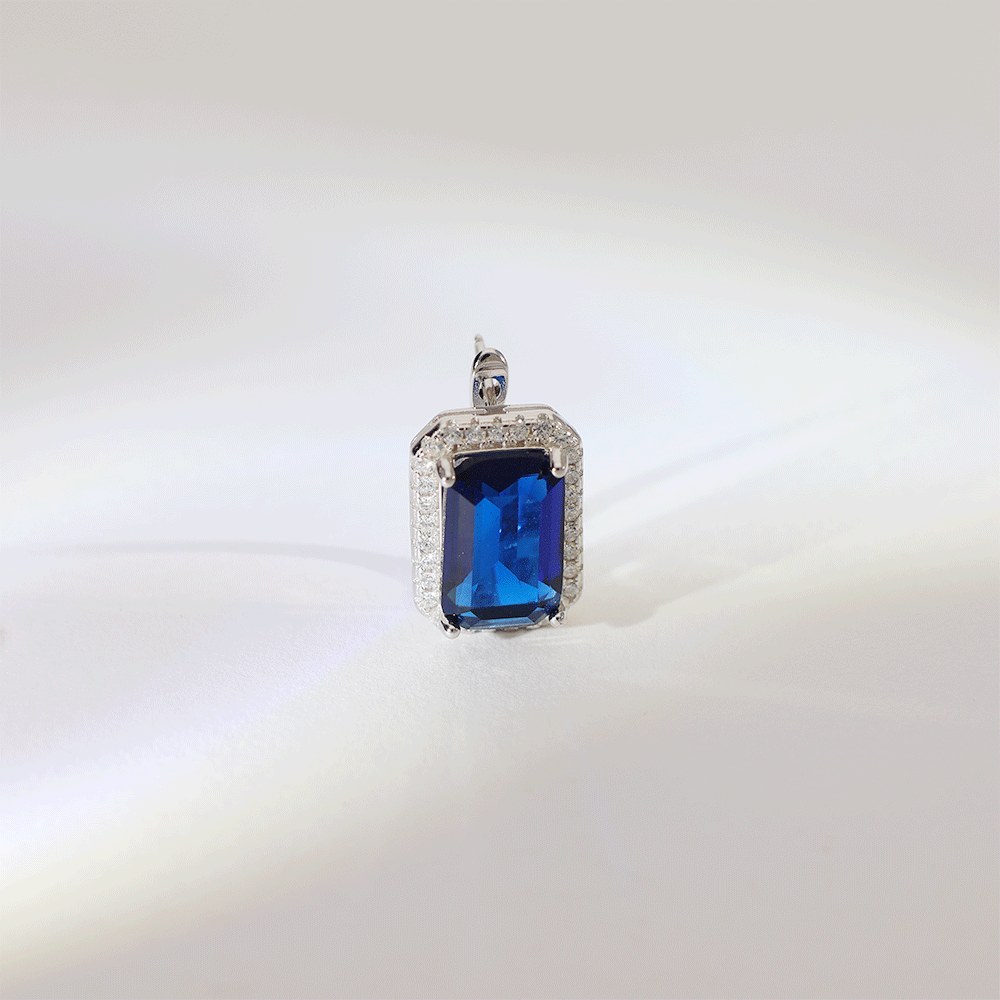 Royal Blue Emerald Cut Earrings - Image 3