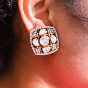 Royal Square Kundan Stud Earrings