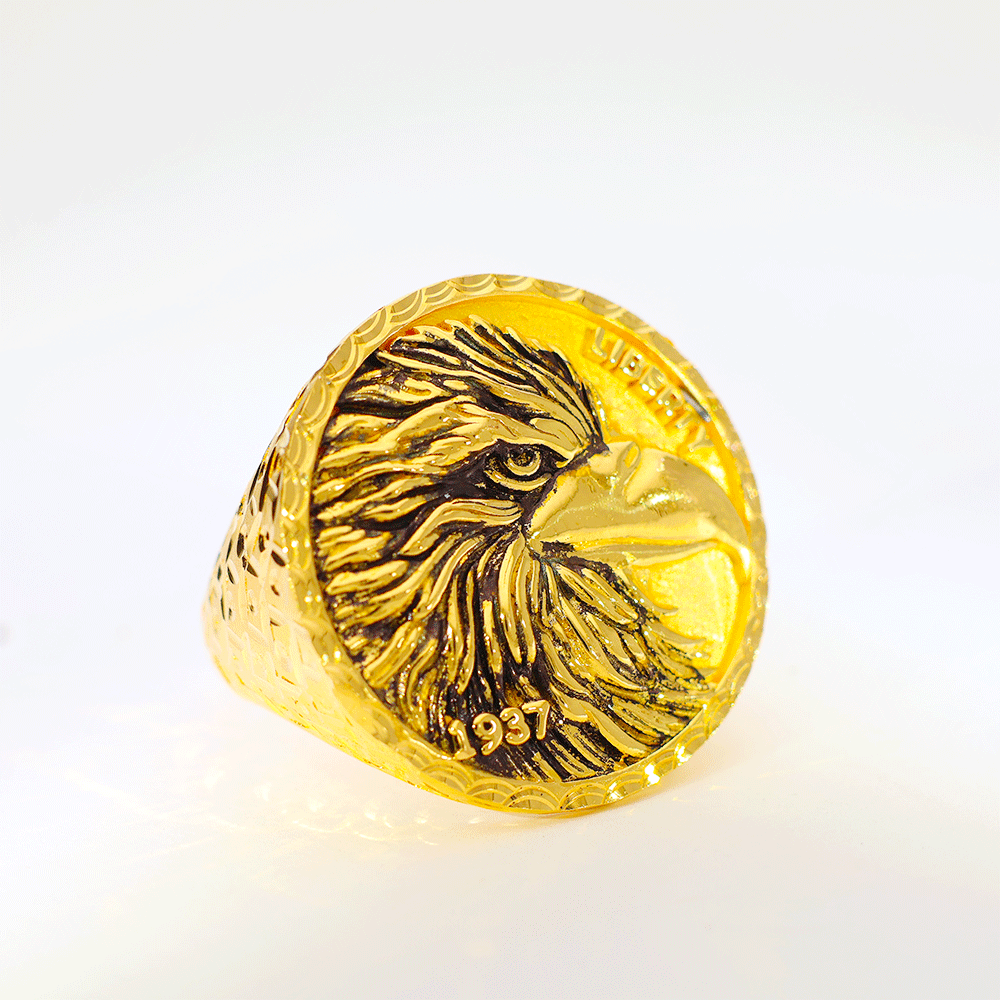 Liberty Eagle Gold Gents Ring - Image 4