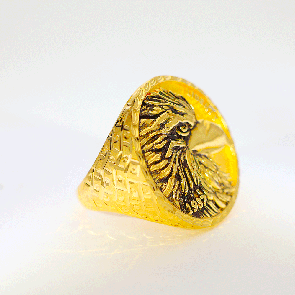 Liberty Eagle Gold Gents Ring - Image 3