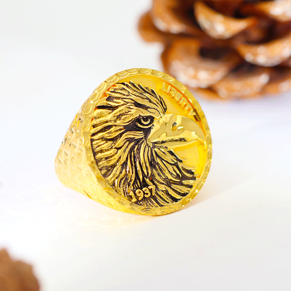 Liberty Eagle Gold Gents Ring - Image 5