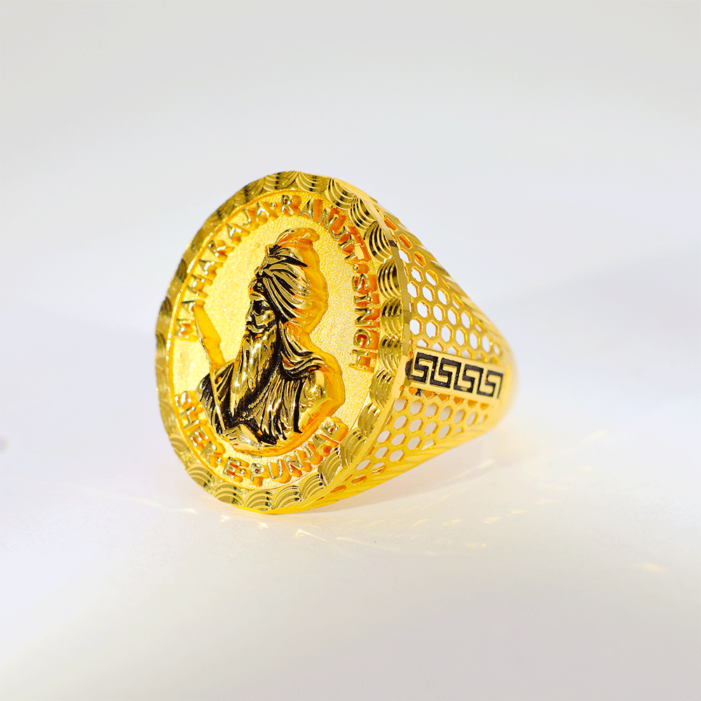 Sher-e-Punjab Gold Gents Ring - Image 3