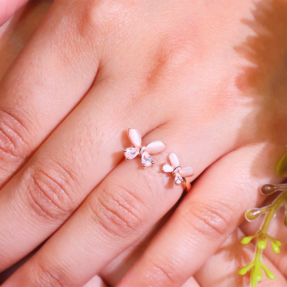 Twin Petal Charm Ring
