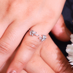 Crystal Leaf Whisper Ring