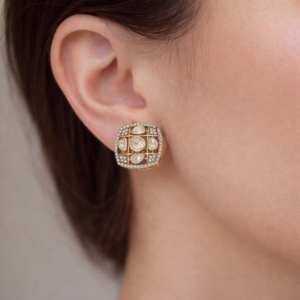Royal Square Kundan Stud Earrings