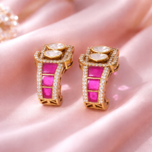 Royal Pink Stone Designer Stud Earrings
