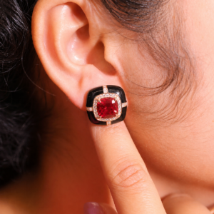 Ruby Royale Square Stud Earrings