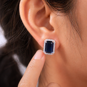 Royal Blue Emerald Cut Earrings