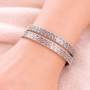 Greek Key Silver Bangles