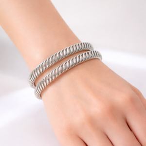 Twist Elegance Silver Bangles