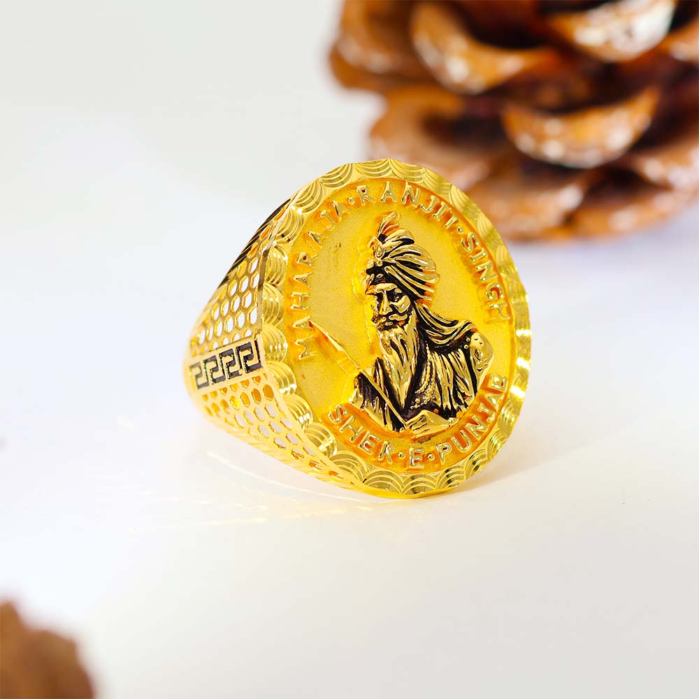 Sher-e-Punjab Gold Gents Ring - Image 5