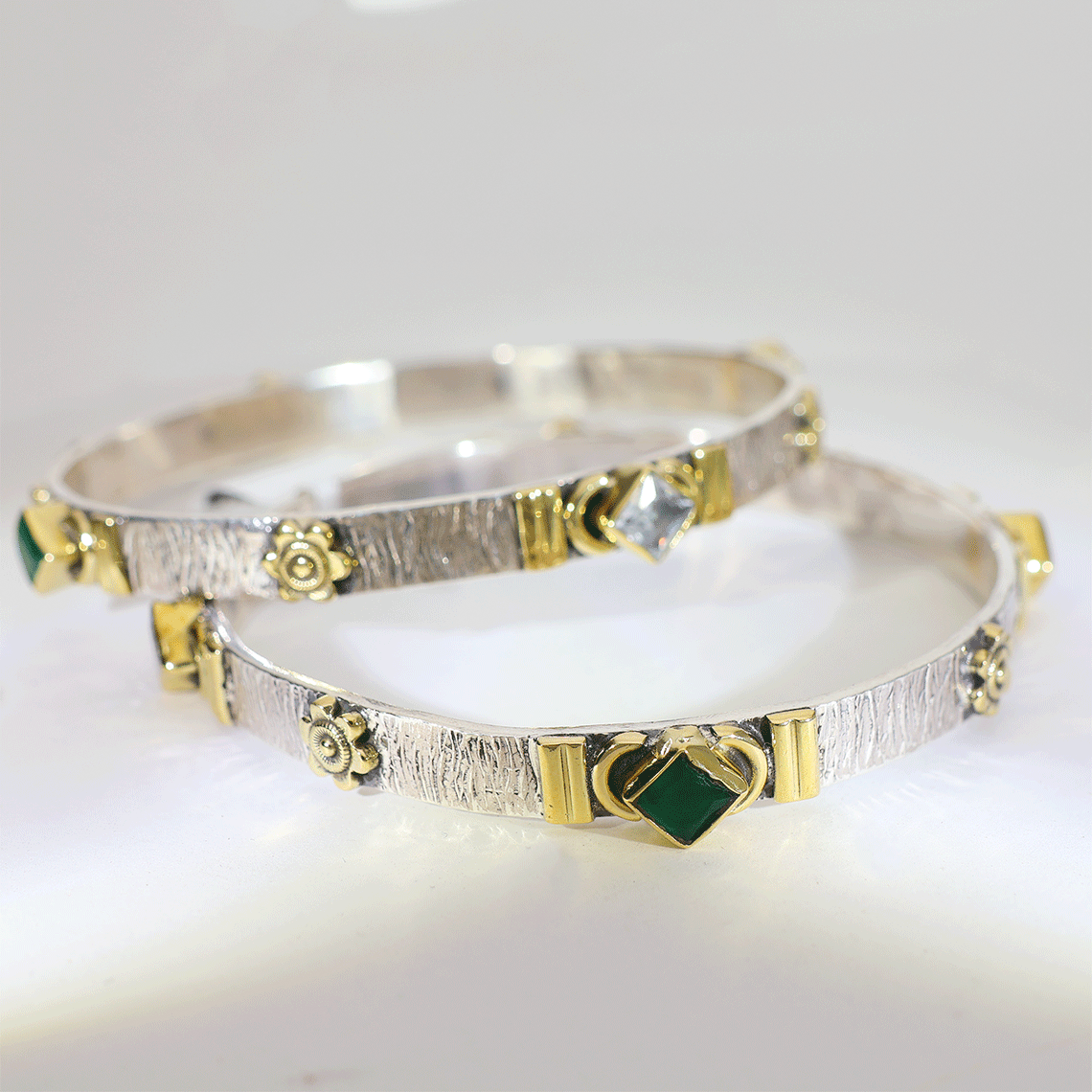 Emerald Royale Dual Tone Designer Bangles - Image 5