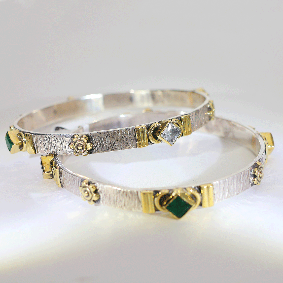 Emerald Royale Dual Tone Designer Bangles - Image 4