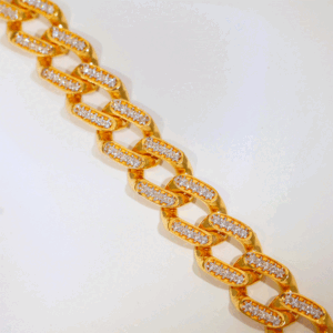 Diamond Link Gold Gents Bracelet