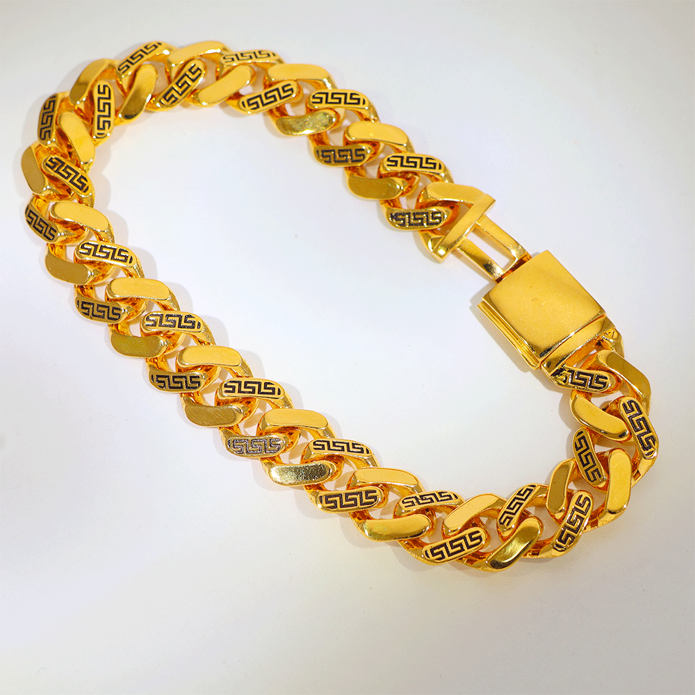 Greek Link Gold Gents Bracelet - Image 2