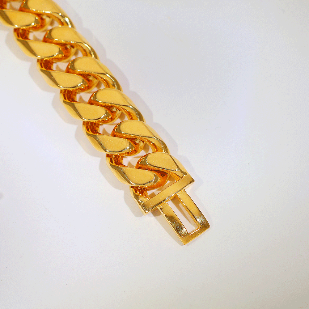 Smooth Cuban Gold Gents Bracelet - Image 2