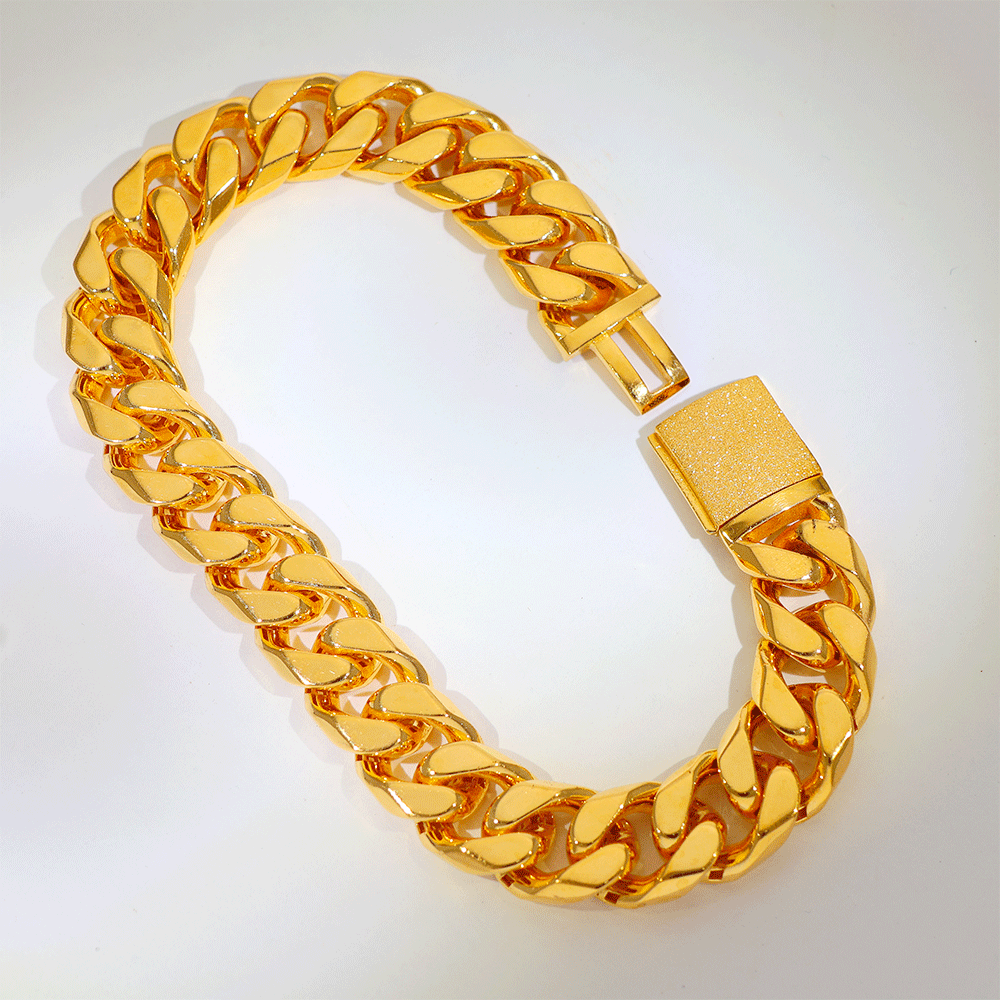 Smooth Cuban Gold Gents Bracelet - Image 3