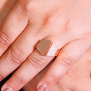 Dual Shape Spark Ladies Silver Ring