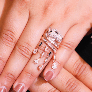 Panther Drop Luxe Ladies Silver Ring