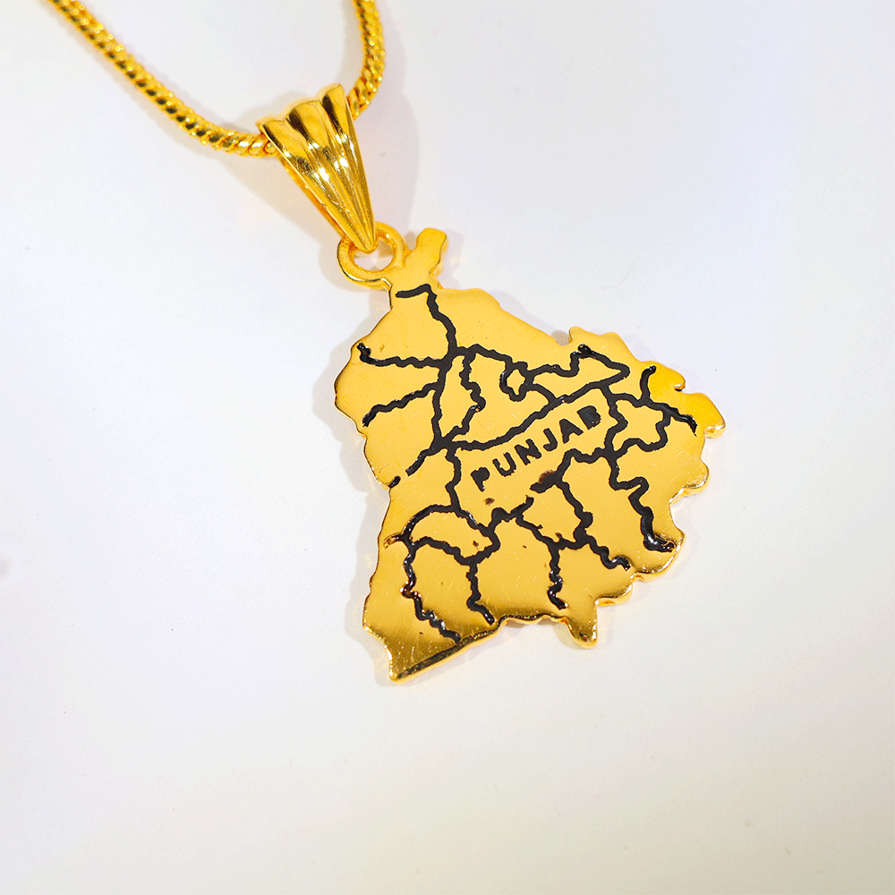 Punjab Map Gold Pendant