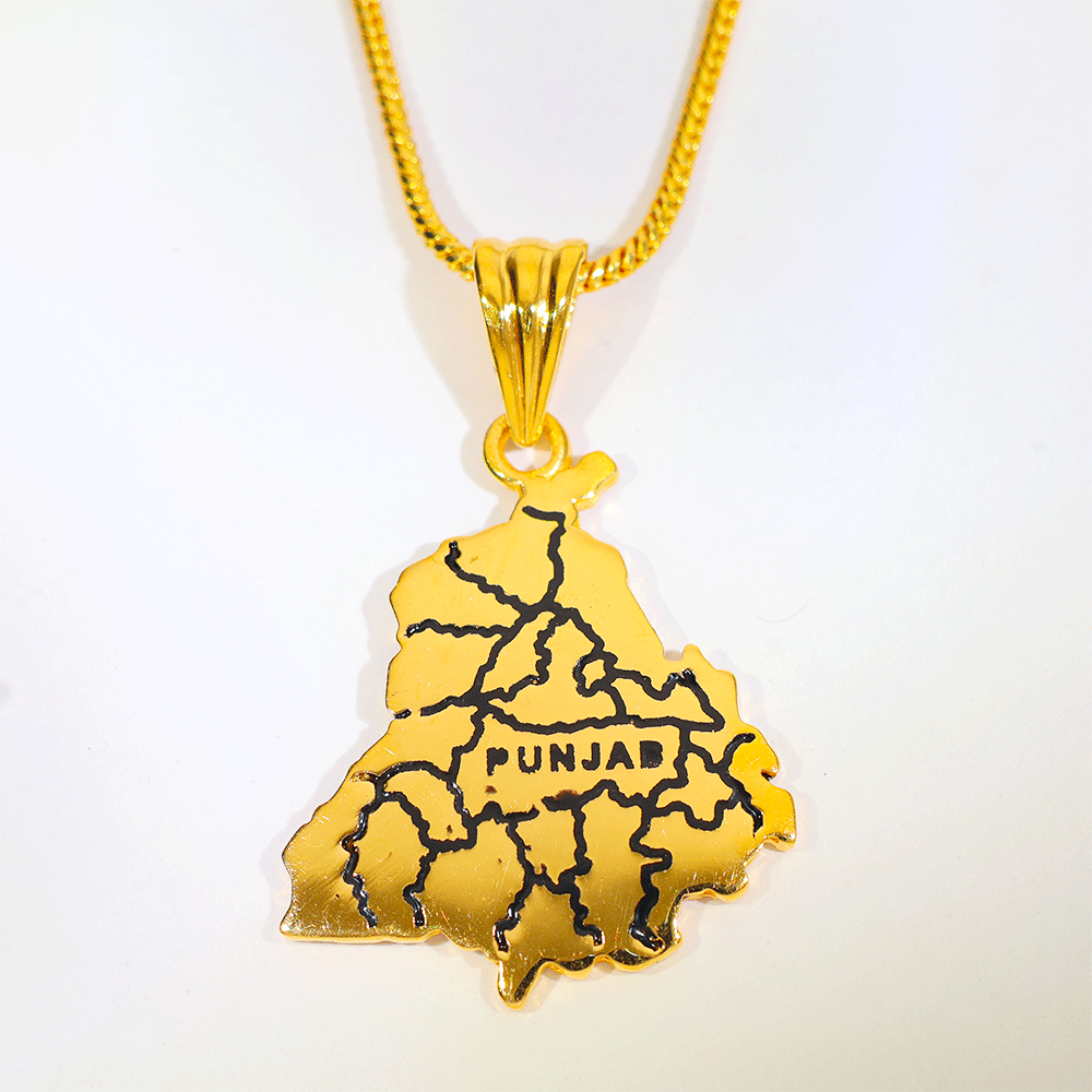 Punjab Map Gold Pendant - Image 3
