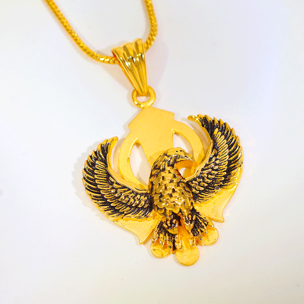 Khanda Eagle Gold Gents Pendant