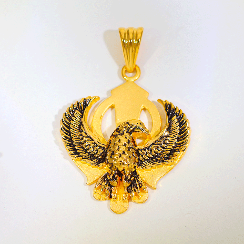 Khanda Eagle Gold Gents Pendant - Image 2