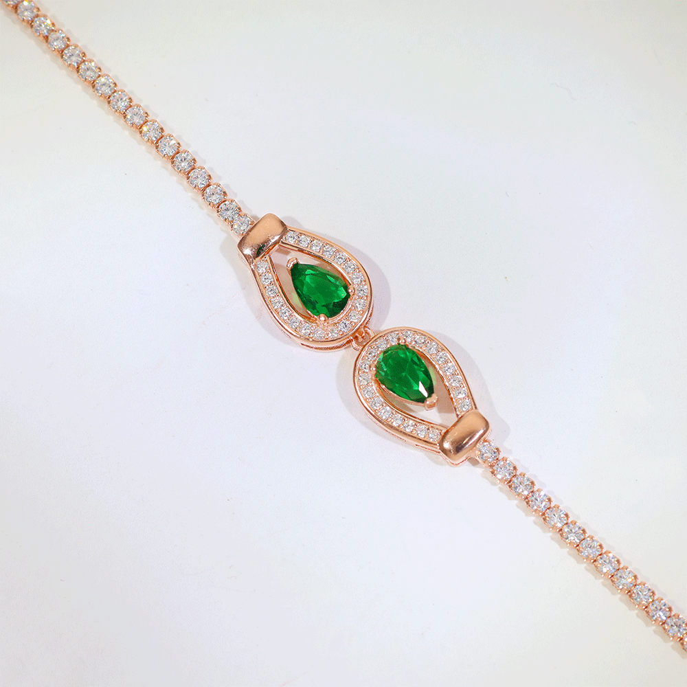 Emerald Drop Elegance Bracelet - Image 2