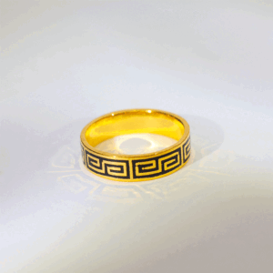 Black Greek Pattern Gold Band