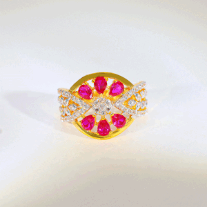 Ruby Bloom Gold Ring