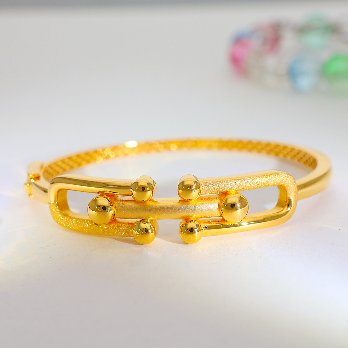 Modern Ball Link Gold Bracelets Ladies - Image 5