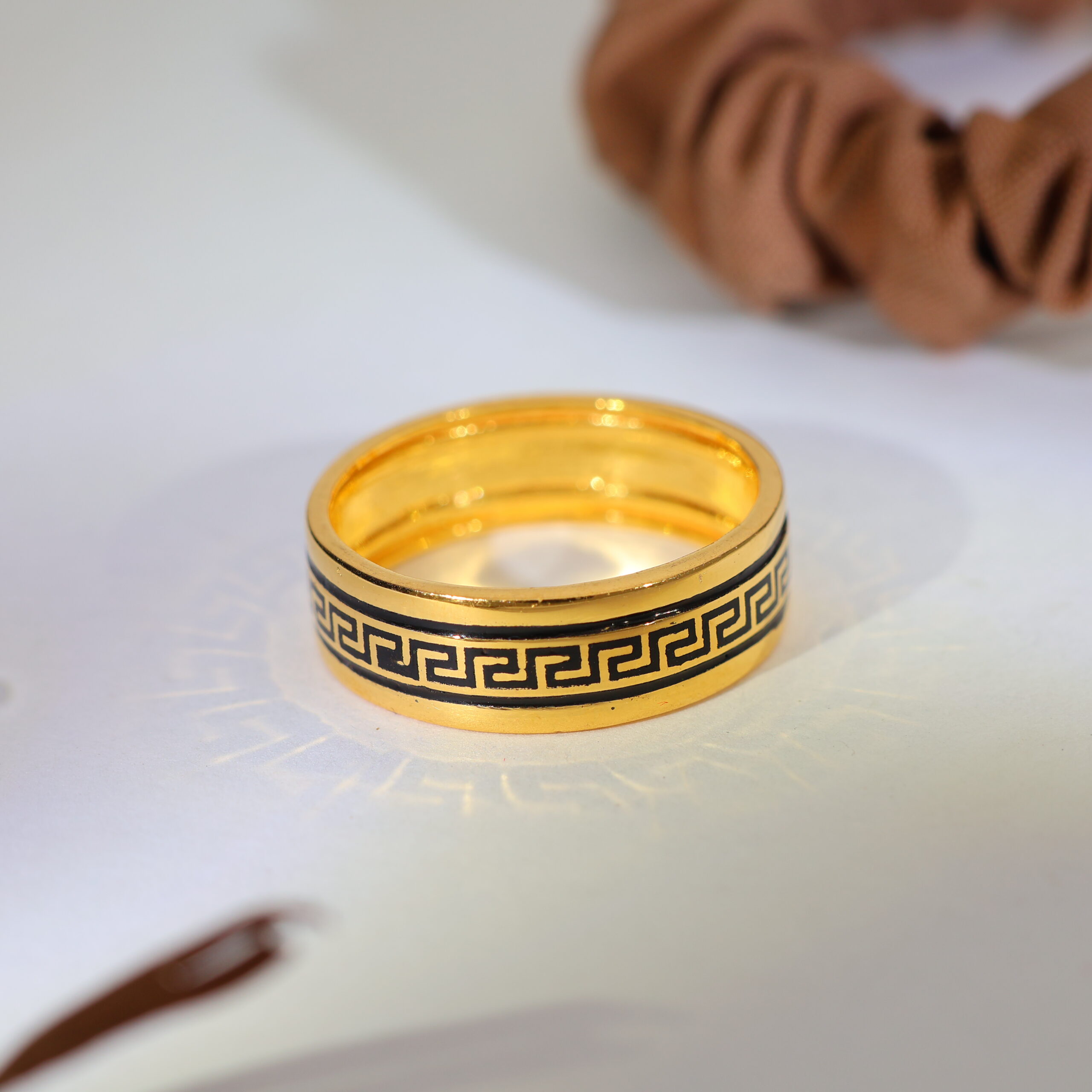 Greek Pattern Gold Band - Image 2