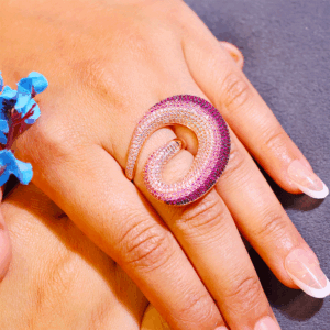 Pink Swirl Statement Ring
