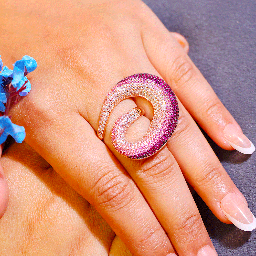 Pink Swirl Statement Ring