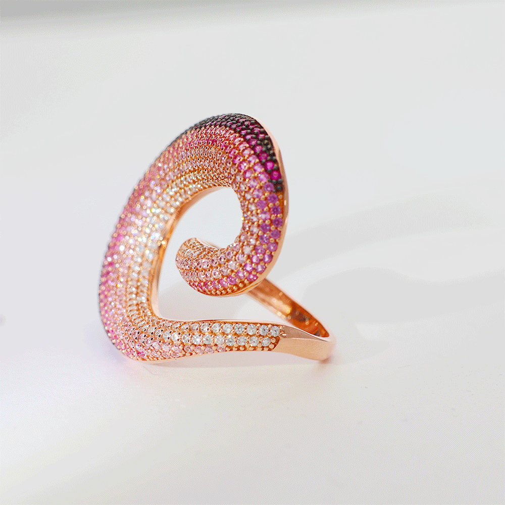 Pink Swirl Statement Ring - Image 3