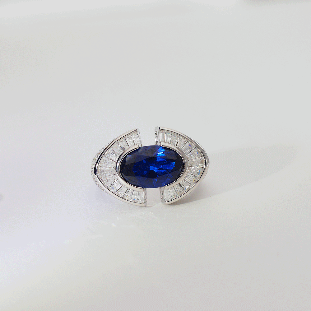Royal Blue Curve Ring - Image 2