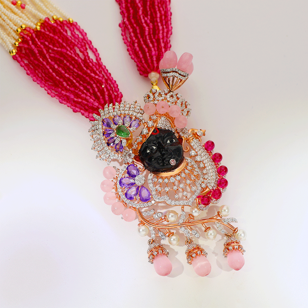 Pink Krishna Bloom God Pendant