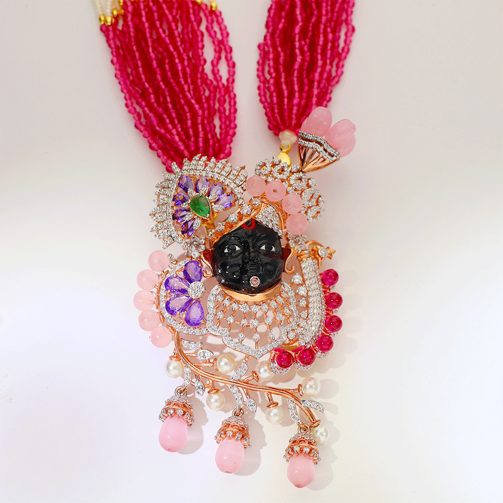 Pink Krishna Bloom God Pendant - Image 2
