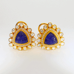 Blue Triangle Glow Kundan Earring