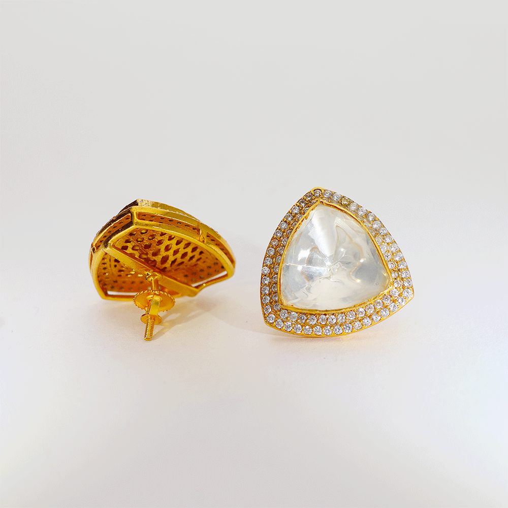 Ivory Triangle Glow Kundan Earring - Image 5