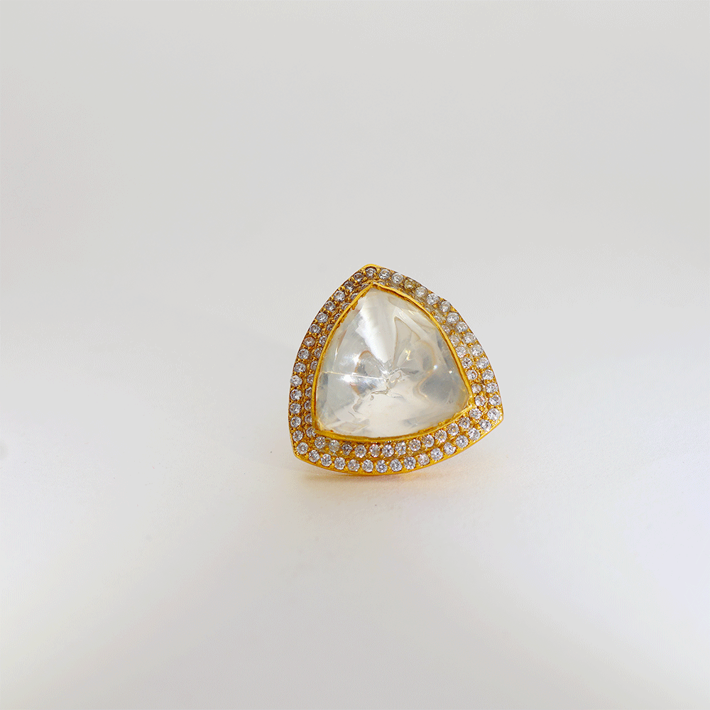 Ivory Triangle Glow Kundan Earring - Image 2