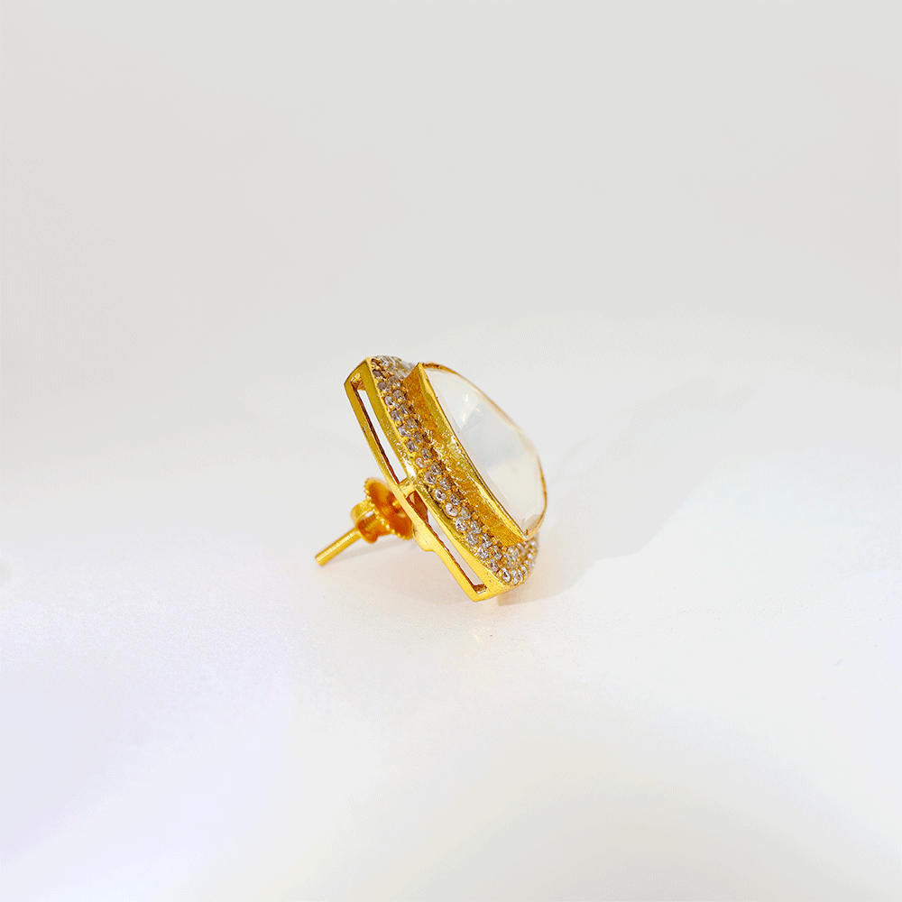Ivory Triangle Glow Kundan Earring - Image 4