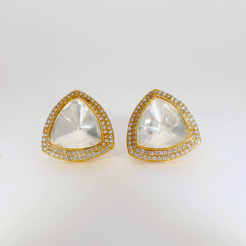 Ivory Triangle Glow Kundan Earring