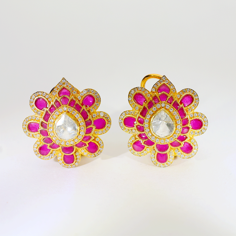 Pink Bloom Glow Kundan Earring