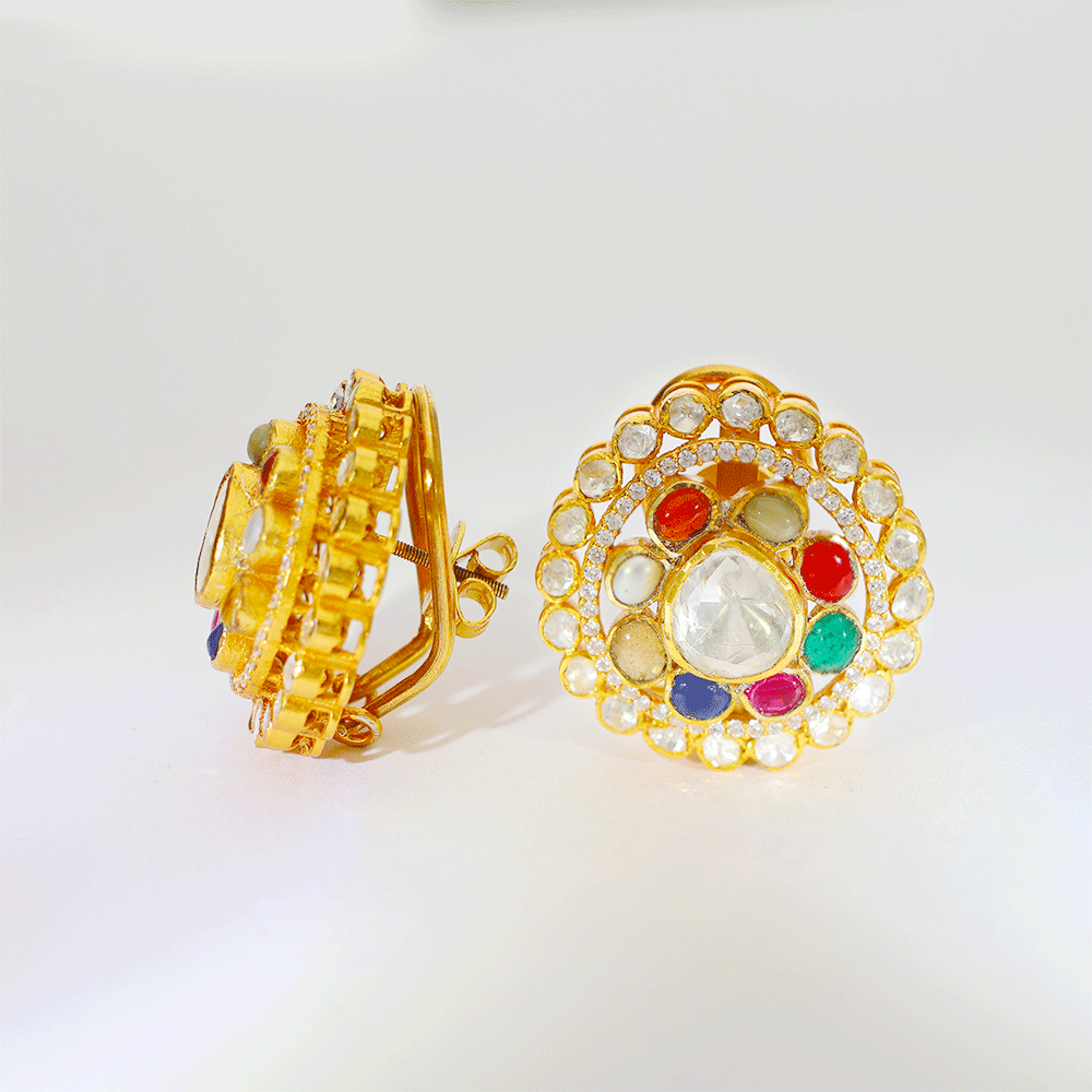Navratna Royal Glow Kundan Earring - Image 6