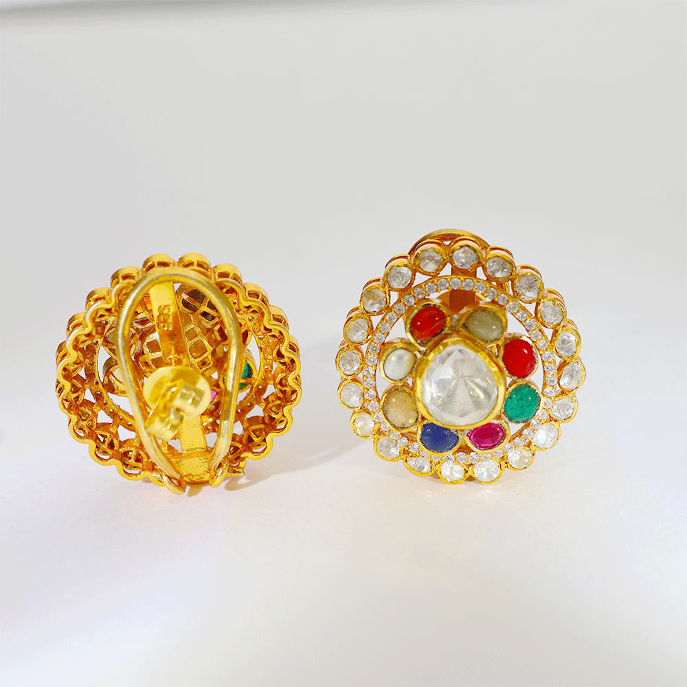 Navratna Royal Glow Kundan Earring - Image 5