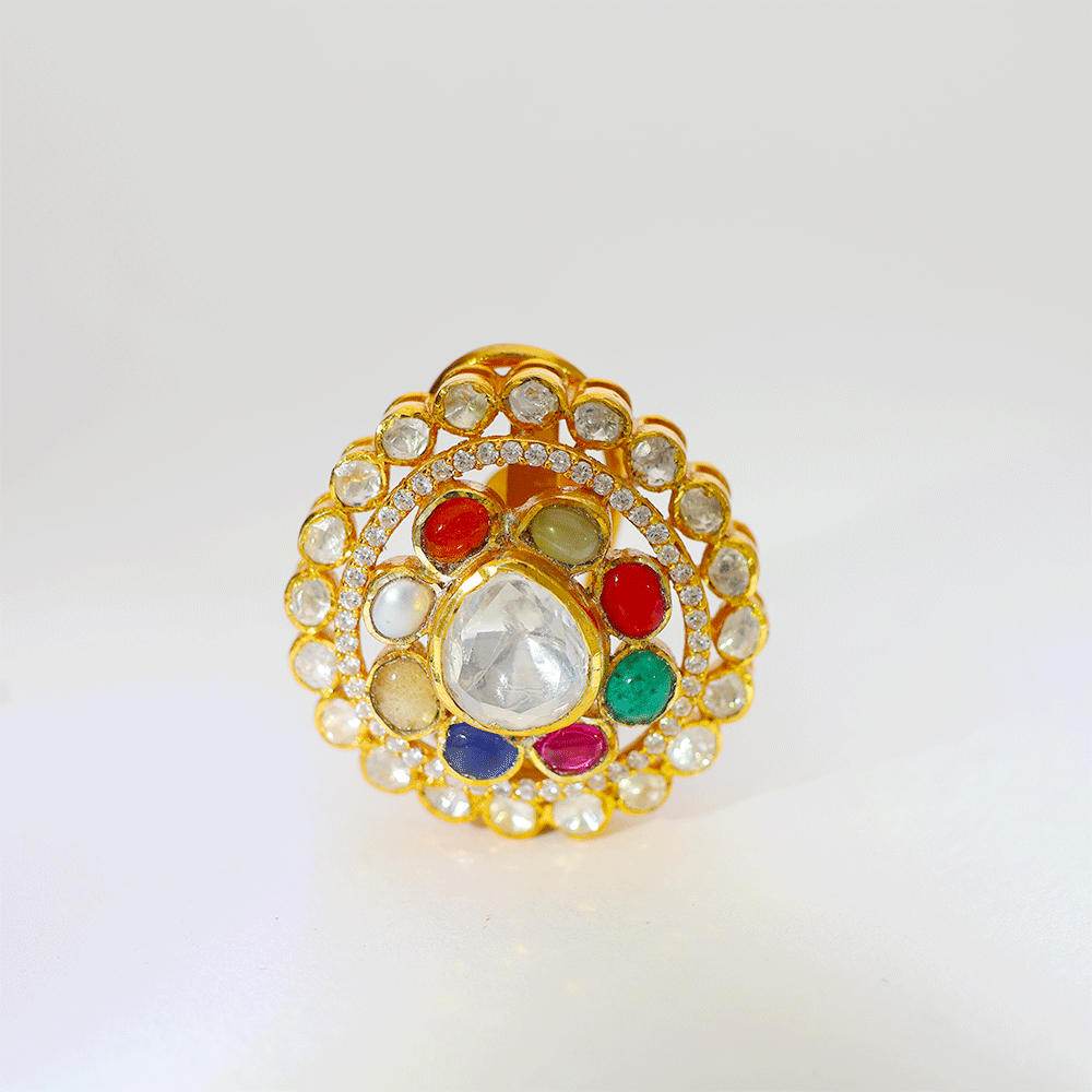 Navratna Royal Glow Kundan Earring - Image 2