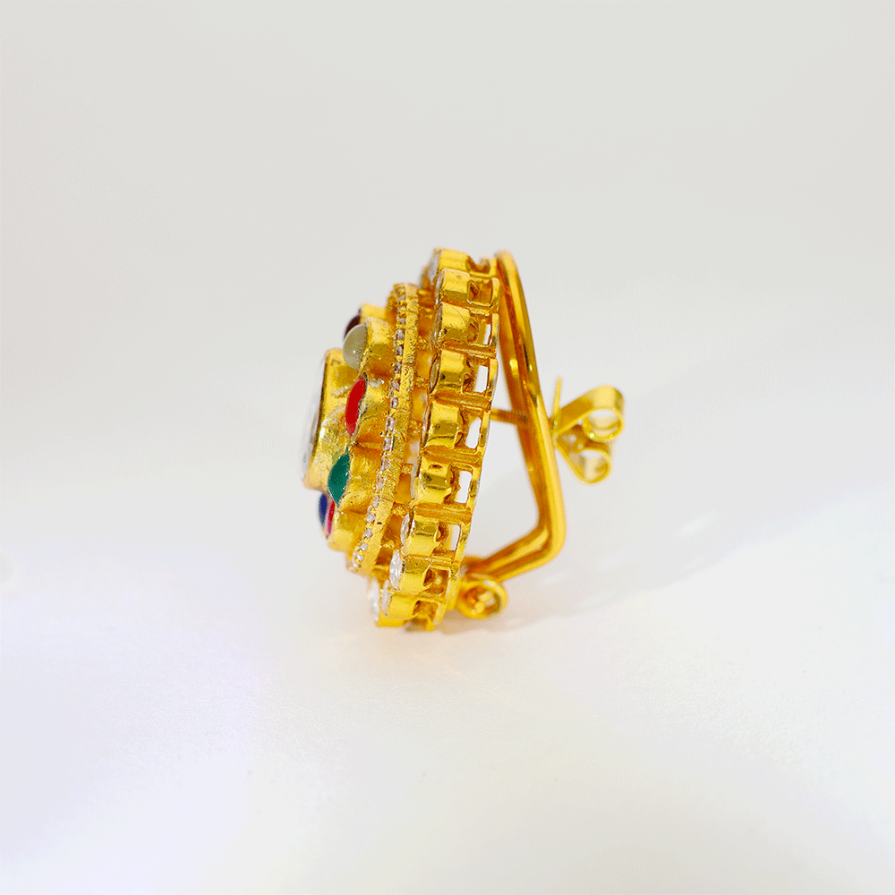 Navratna Royal Glow Kundan Earring - Image 3