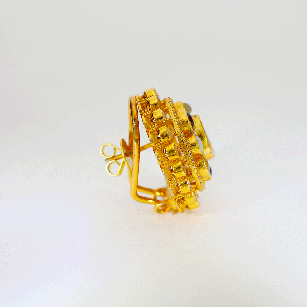 Navratna Royal Glow Kundan Earring - Image 4