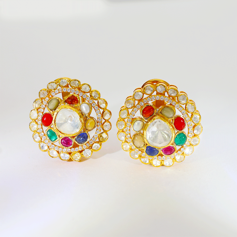 Navratna Royal Glow Kundan Earring